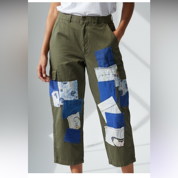 Urban Outfitters Pants - Urban Renewal Remade Embroidered Patched Baker Pant NWT size 30 in olive